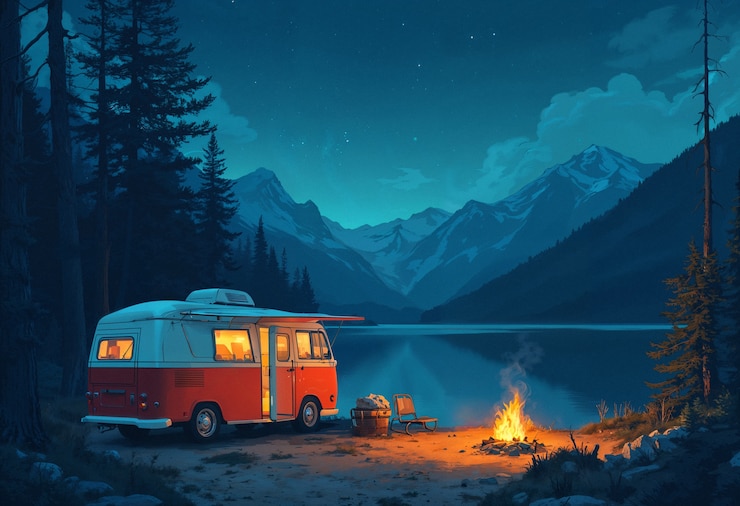 camper-van-is-parked-by-campfire_23-2151850157